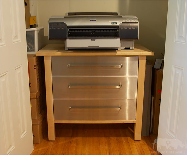 wood printer stand with drawers