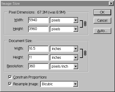 pixels equal inches