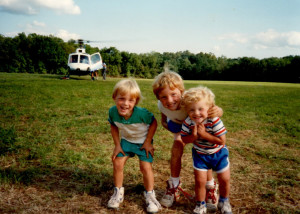 The boys first helicopter ride