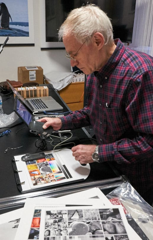 Mark Segal doing reading on test prints from the Canon Pro 1000 printer. Look for his review soon.