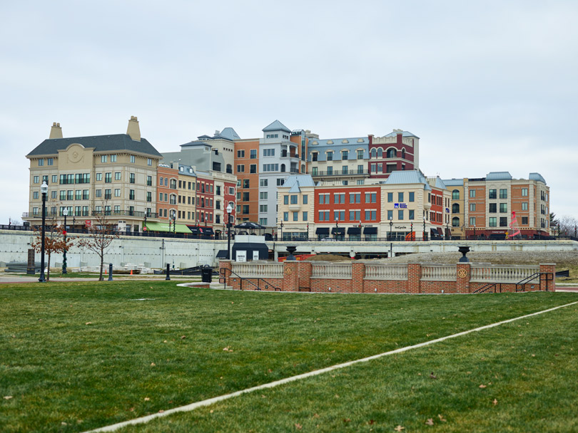 Distant photo of an office building