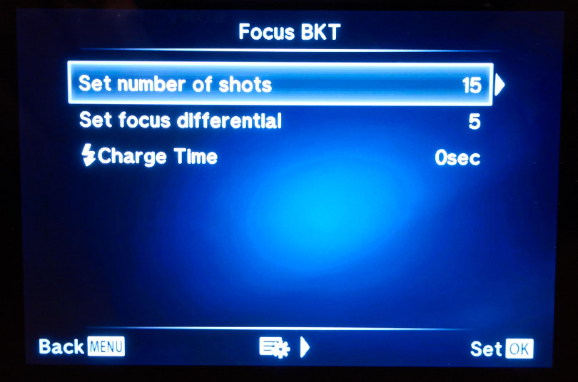 Focus bracketing menu