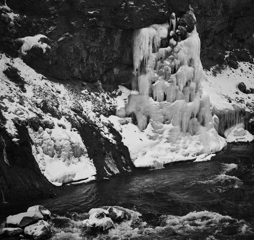 Frozen Hraunfossar Falls 