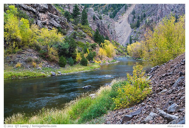 Gunnison river in fall, East Portal, afternoon