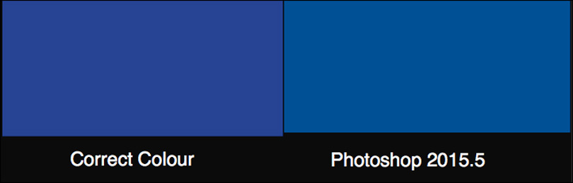 Figure 4. Correct and Photoshop printed Blue compared