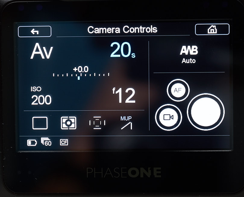 The Camera Control screen