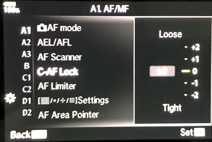 Setting for modifying the CAF parameters