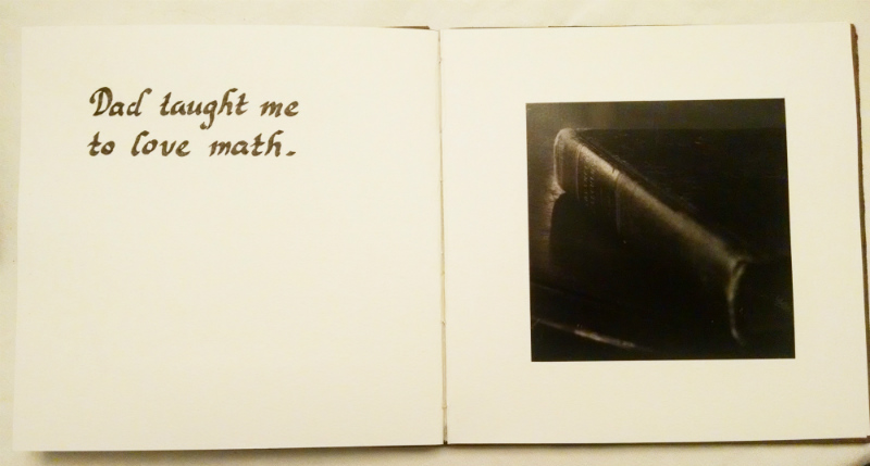 book spread, with text "Dad taught me to love math"