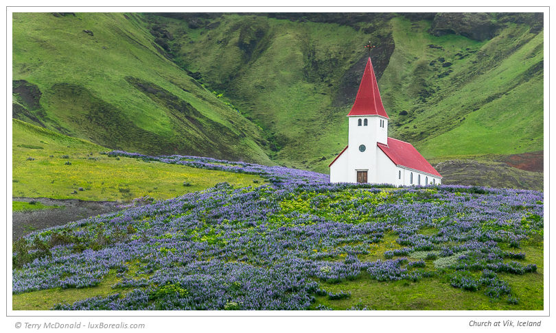 Church at Vík, Iceland – 200mm (equiv.) ƒ4@1/125 ISO200 EV–⅓