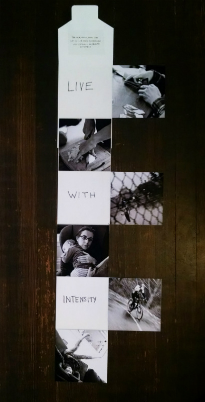 unfolded booklet with six photos