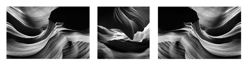 Antelope Canyon Black & White Triptych #1