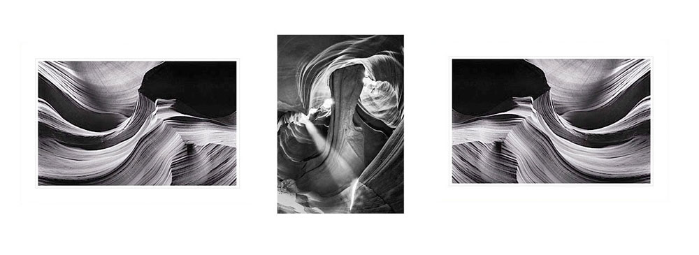 Antelope Canyon Black & White Triptych #2