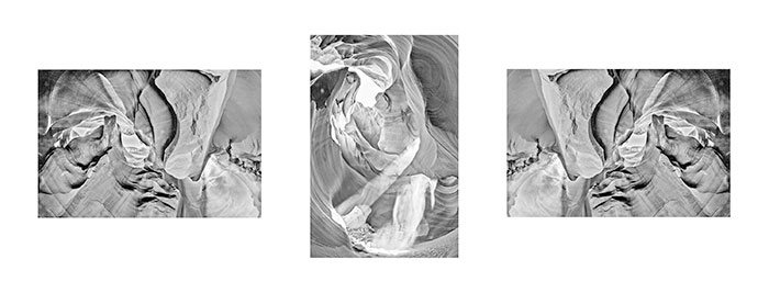Antelope Canyon Antelope Black & White Triptych #3