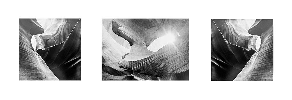 Antelope Canyon Antelope Black & White Triptych #4