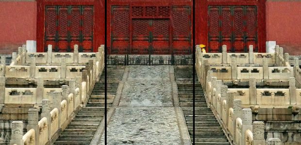 Forbidden City Rain. This is a preliminary design for a triptych, motivated by Alain’s article. Max size on my 17x22” printer as a single image would be 22 inches wide. As a triptych of three portrait images, it could potentially go up to over twice that width (3 x 17 or 51 inches wide)—although the original image resolution probably won’t support that much of a blow-up. We’ll see.