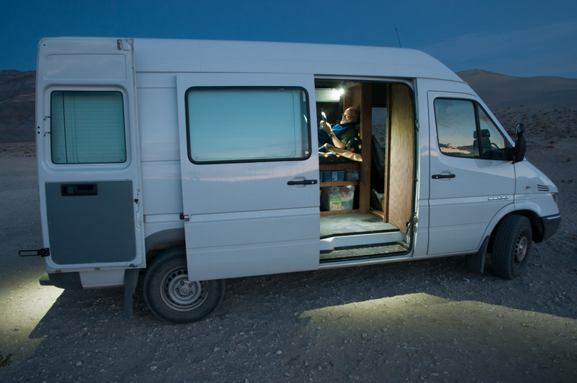 Hanging out in the van.