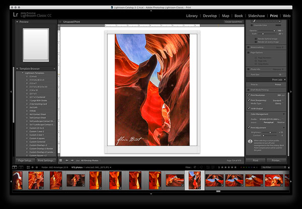 The Lightroom Interface in the Print Module