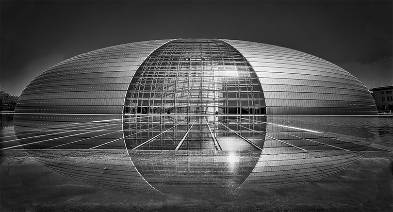 National Center for the Performing Arts in Beijing, also known as “The Egg”, viewed from the back.