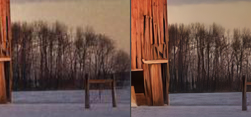 AI Gigapixel Close up Red Barn