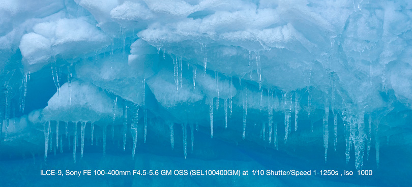 Icebergs shot from a Zodiac in Greenland