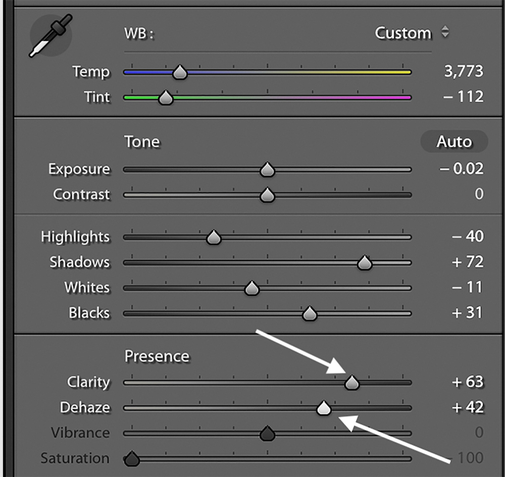 Adjusting Clarity & Dehaze
