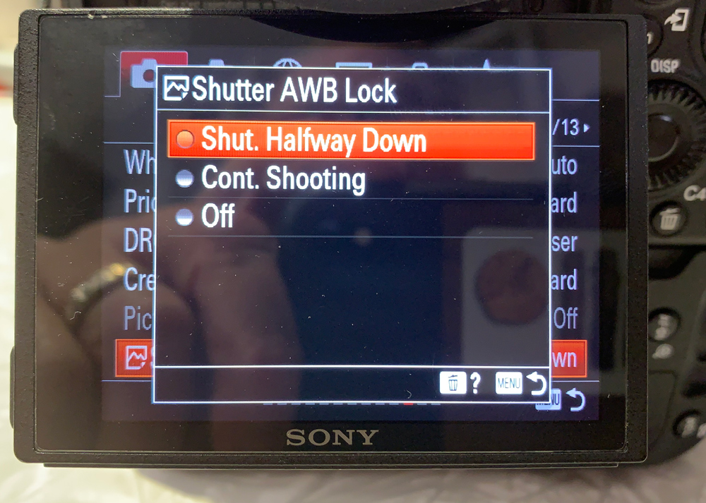 Setting for locking AWB