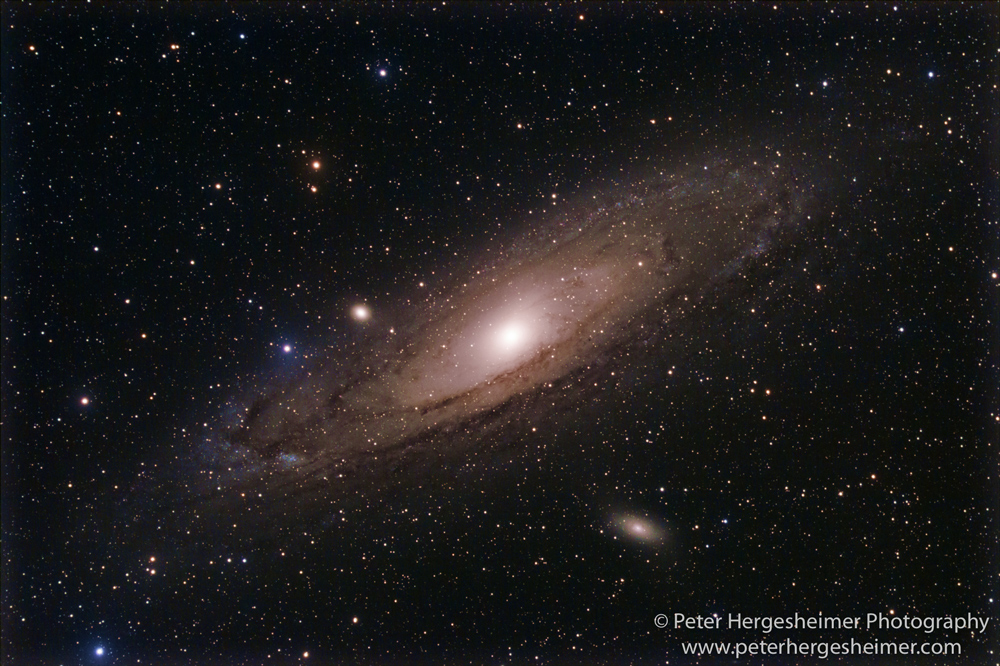 Andromeda galaxy through an 80mm refractor telescope