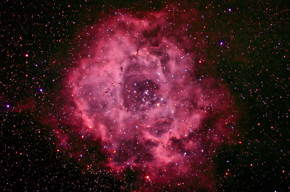 Rosette Nebula through an 80mm refractor telescope