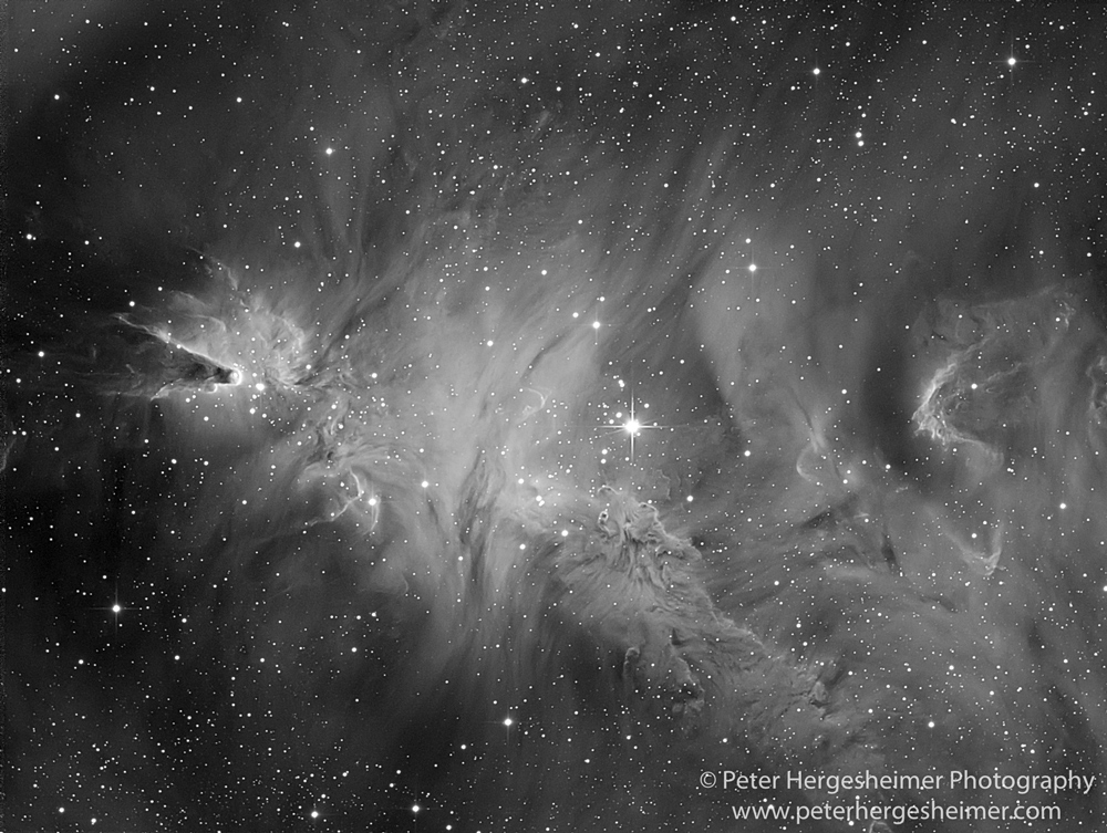 Hydrogen-only image of the Cone Nebula, NGC 2264