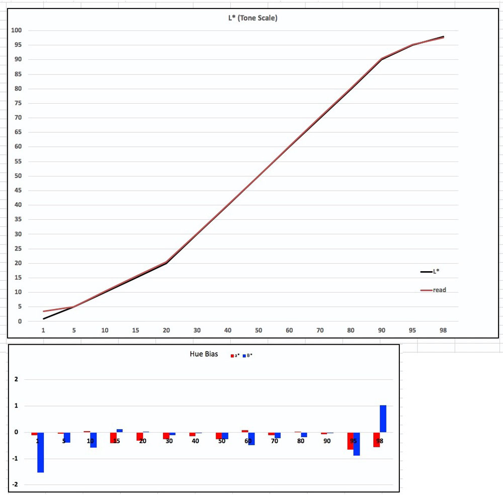 Figure 6. BC River Stone Satin Grayscale Accuracy Test Performance Results