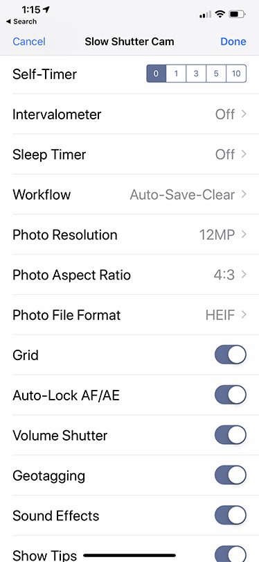 Slow Shutter Cam Settings