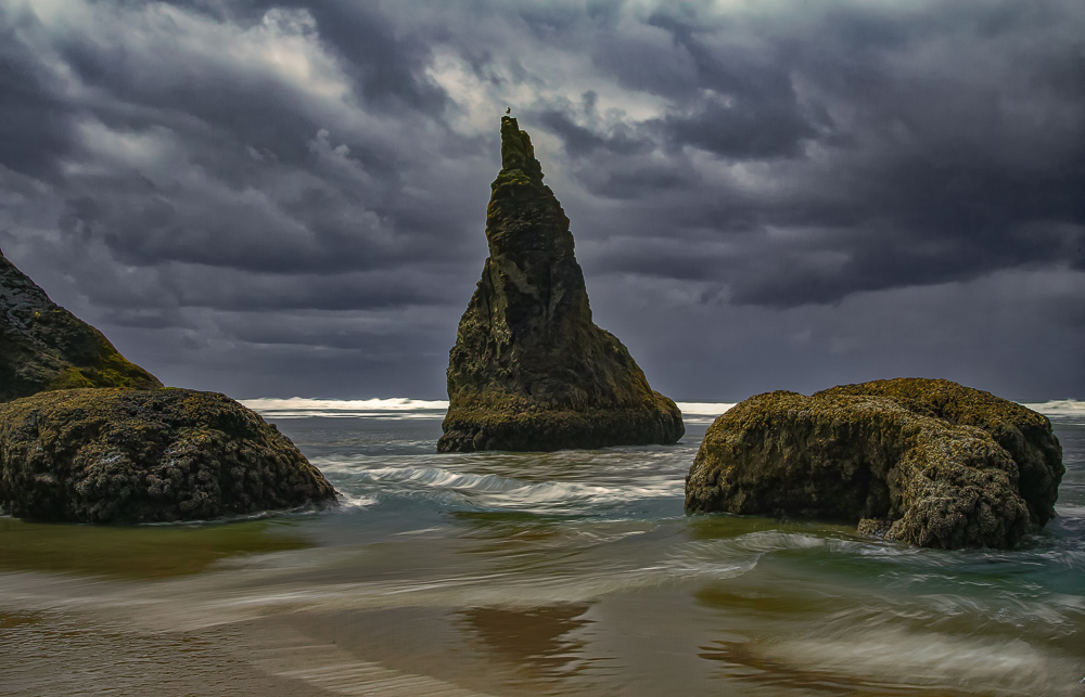 Coastal clouds gather over Bandon Beach, OR