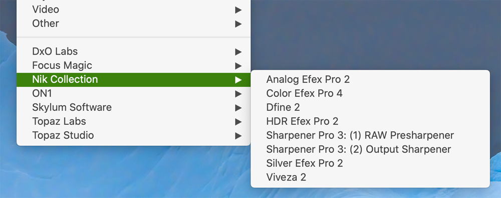 Filter menu