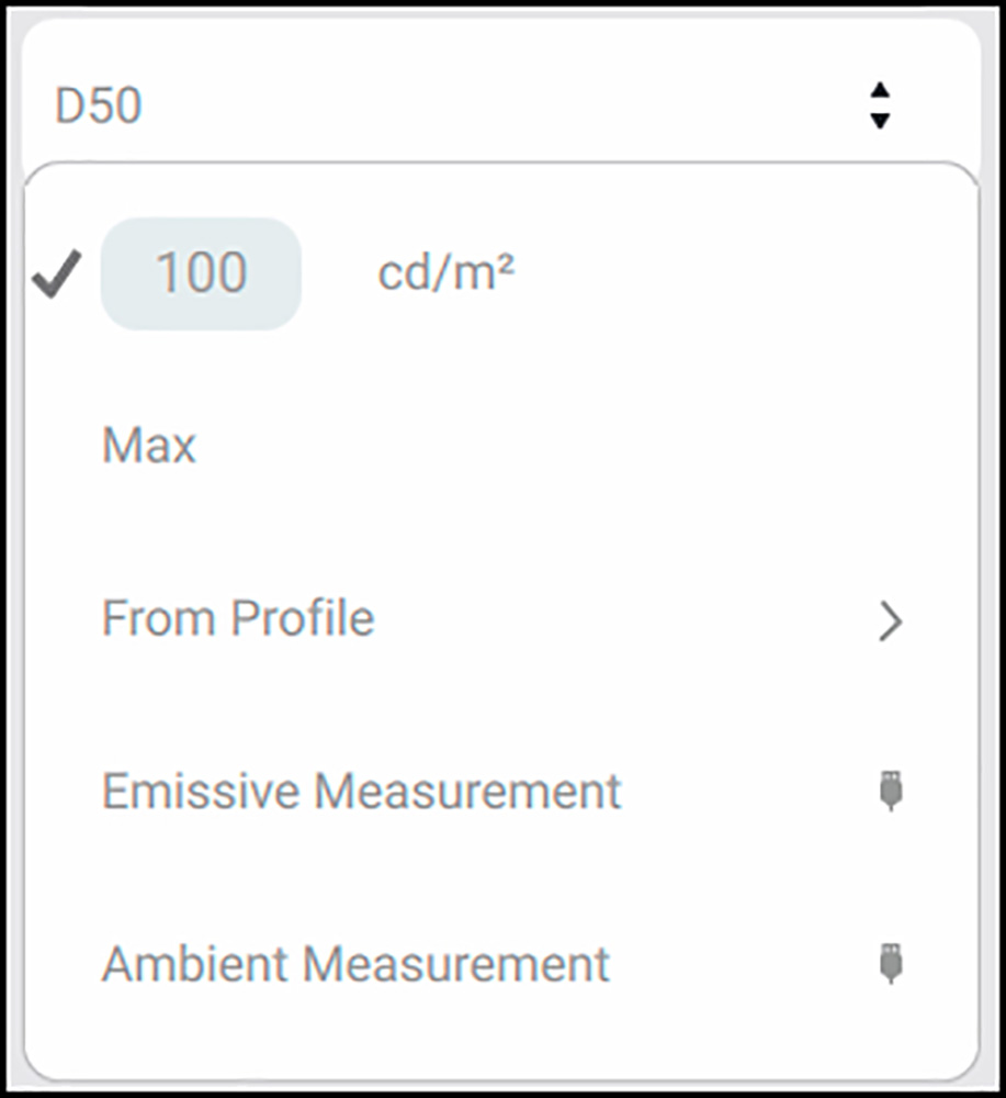 Figure 9. White Luminance Options