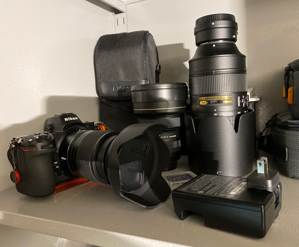 Nikon Z7 system on the shelf ready to go if needed. 