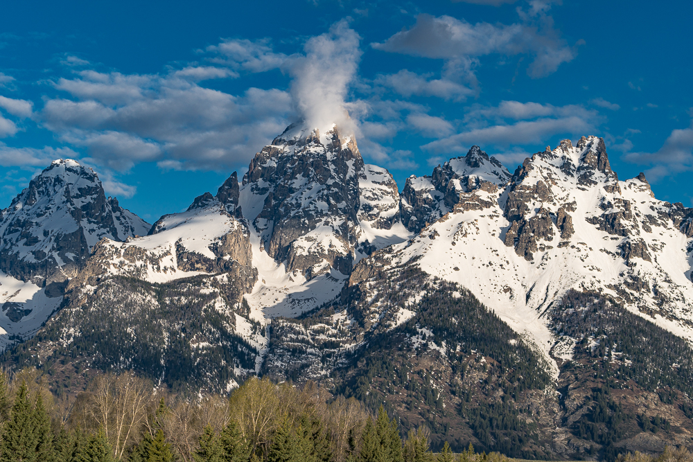 Grand Teton Peak from Schwabacher Landing” in color