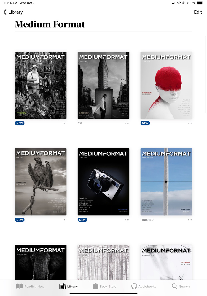 Medium Format on my iPad. All editions are on my iPad