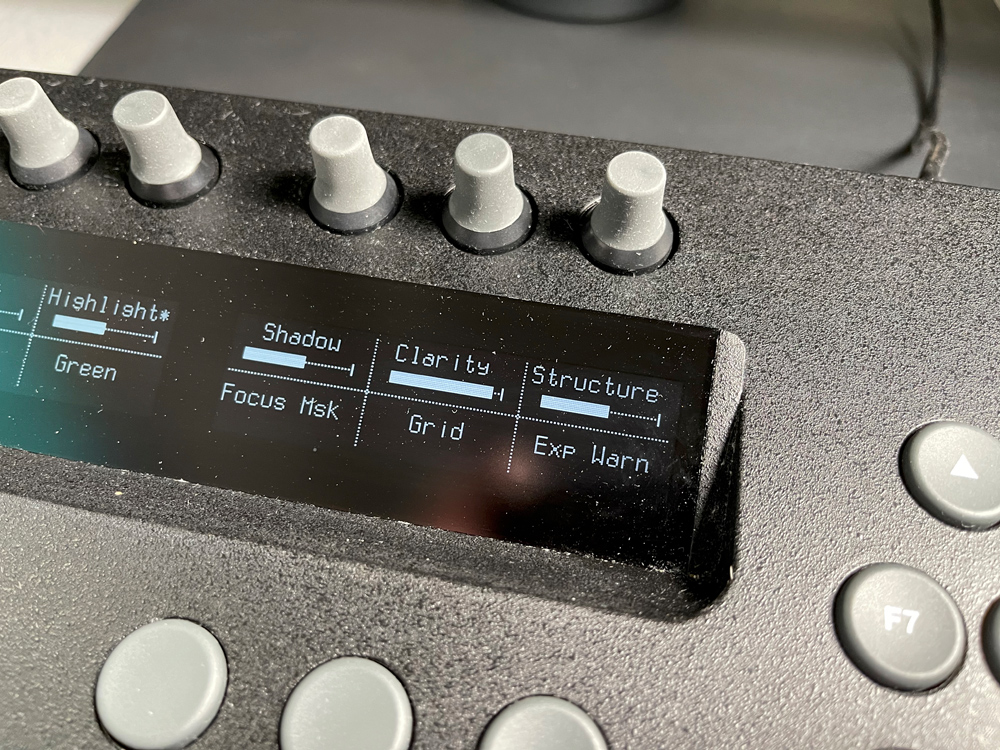 The third set of the top row of knobs and buttons> you can easily see the display readout.