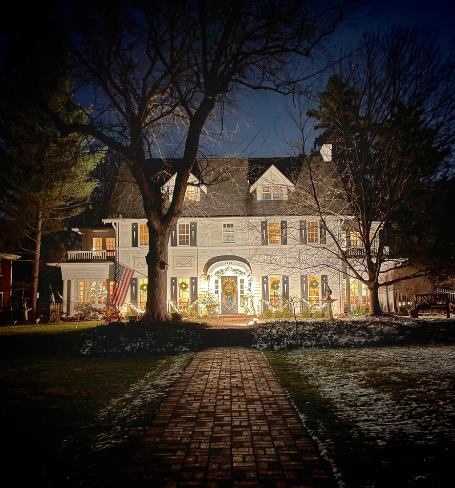 Some homes light their homes but not with colored lights