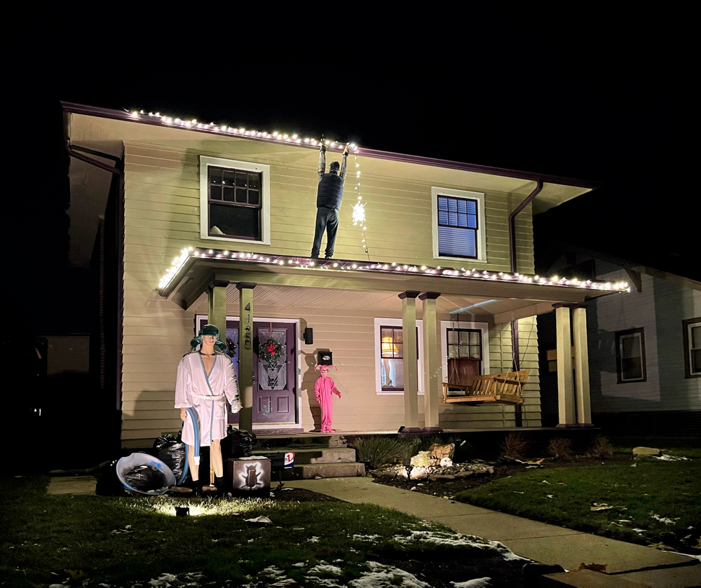 We loved this one. I love the mannequin hanging lights, and the leg lamp in th window. Always fun to find a gem.