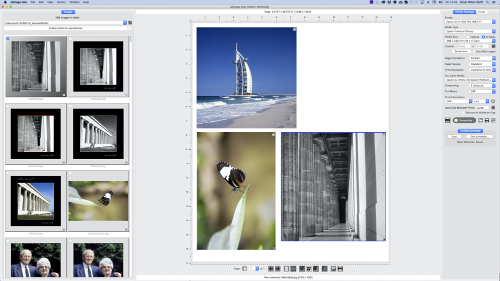 On the right side of the user interface, the print-specific parameters must be set: