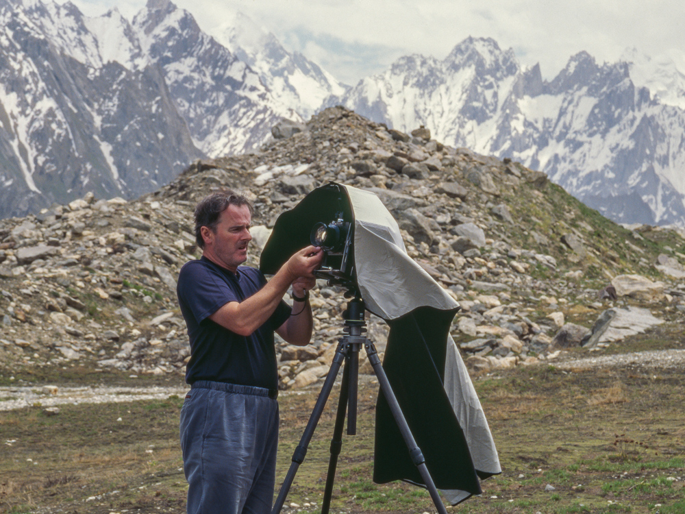Colin Prior, Baltoro Muztagh using an Ebony camera. Photo: © Steve Piccolo 2004.