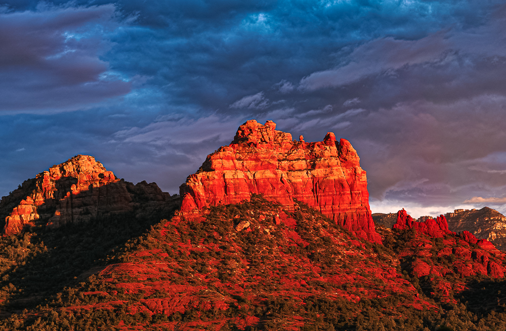 Setting Sun Breaking Through Storm Clouds, Sedona