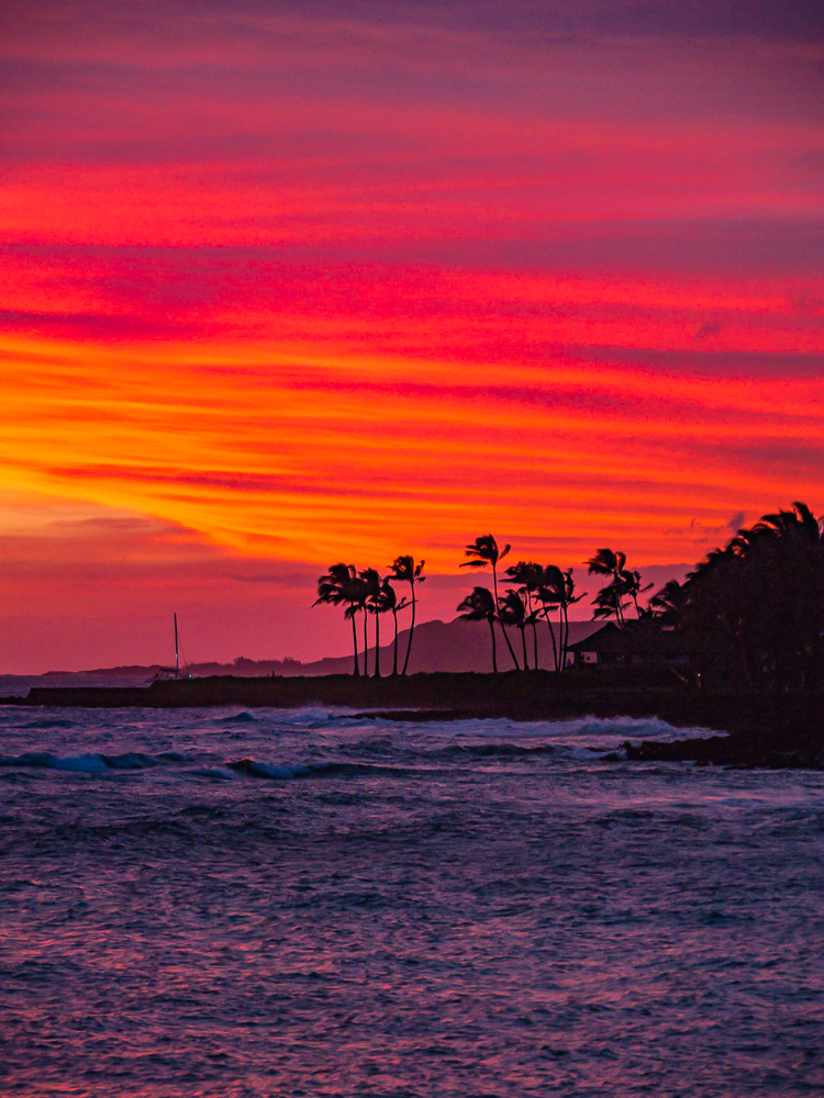 Same Kauai sunset, but vertical composition, CA