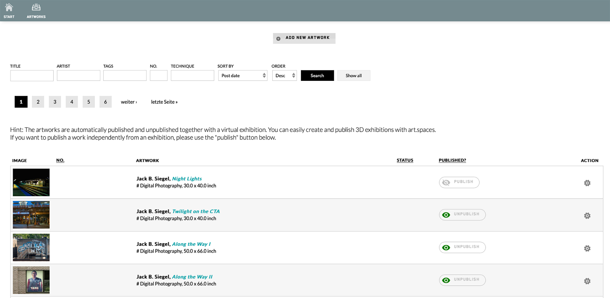 Click Curate Exhibition to Enter the Curation Interface
