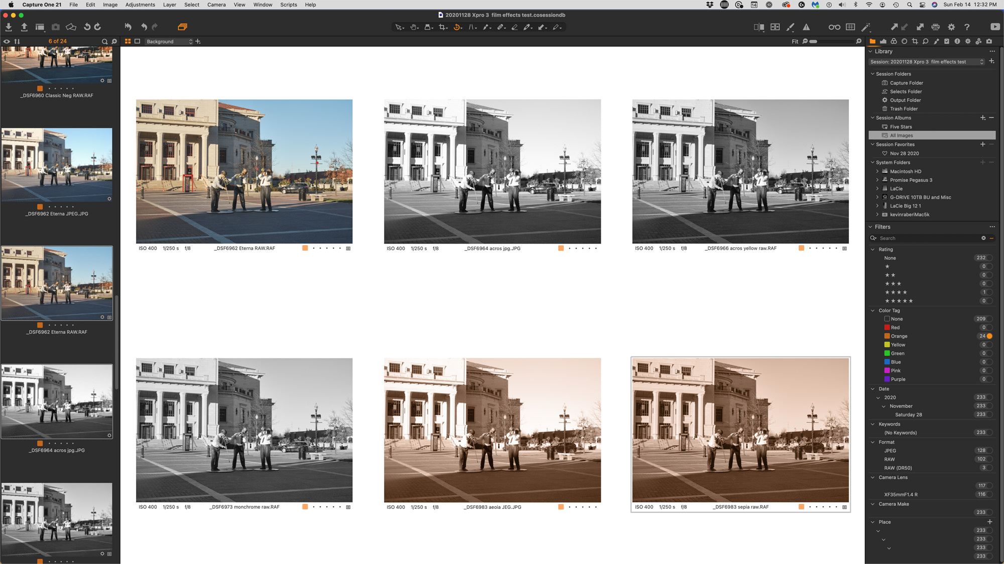 Capture One with a few converted film simulations