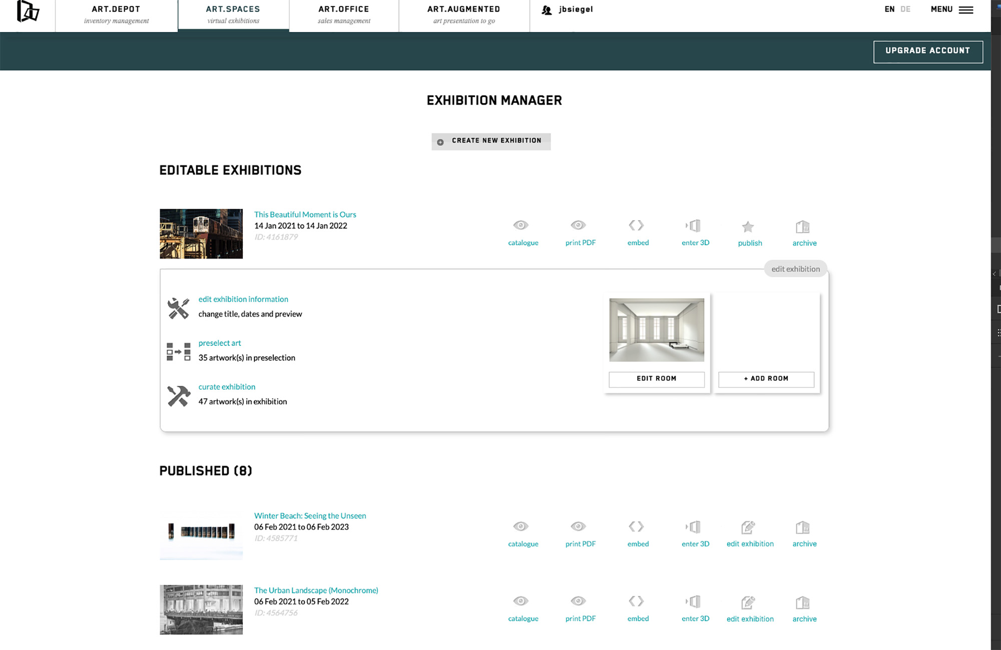 Click Curate Exhibition to Enter the Curation Interface