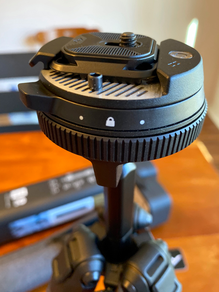 The camera mount plate and locking collar.