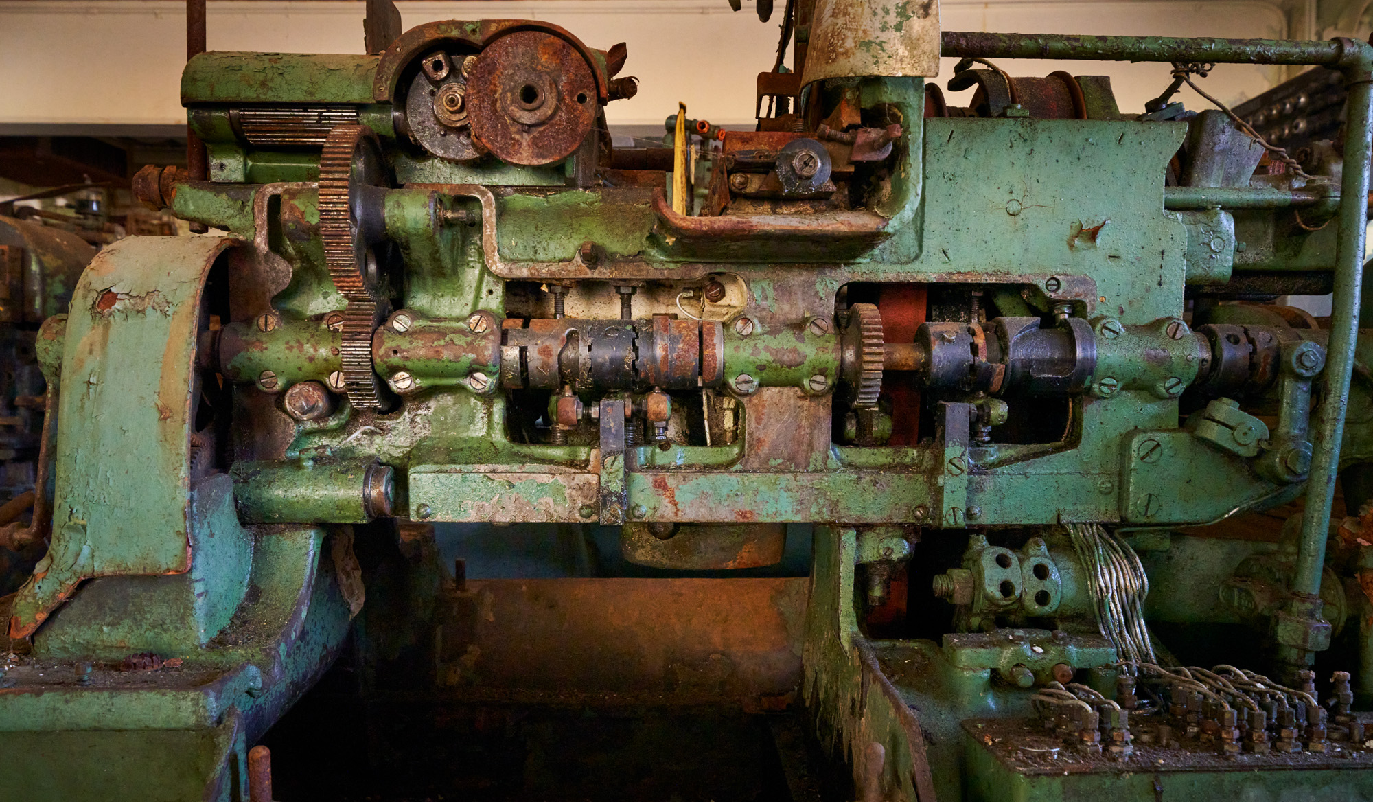 When you look at this you need to think that someone designed this machine then others built it. There are gears, connections, and all sorts of things on this machine.