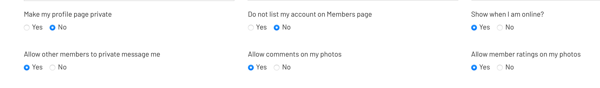 These are setting you can set as a silver or gold member